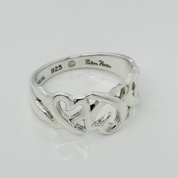 Size 6.5 Tiffany Triple Loving Hearts Ring Band - Paloma Picasso - Silver